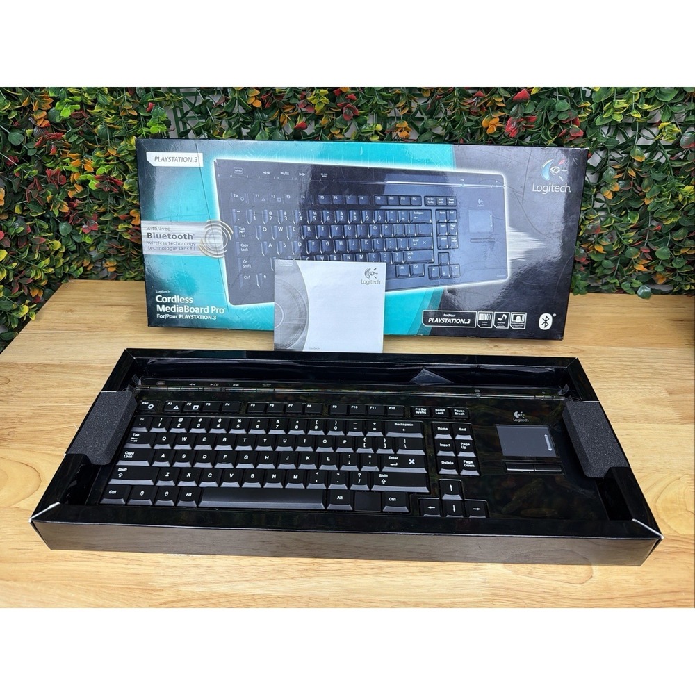 Logitech Cordless MediaBoard Pro Keyboard Bluetooth for PlayStation‎ 3 PS3, New
